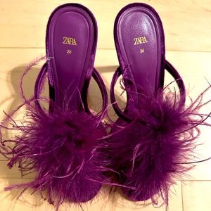 Zara feather heels